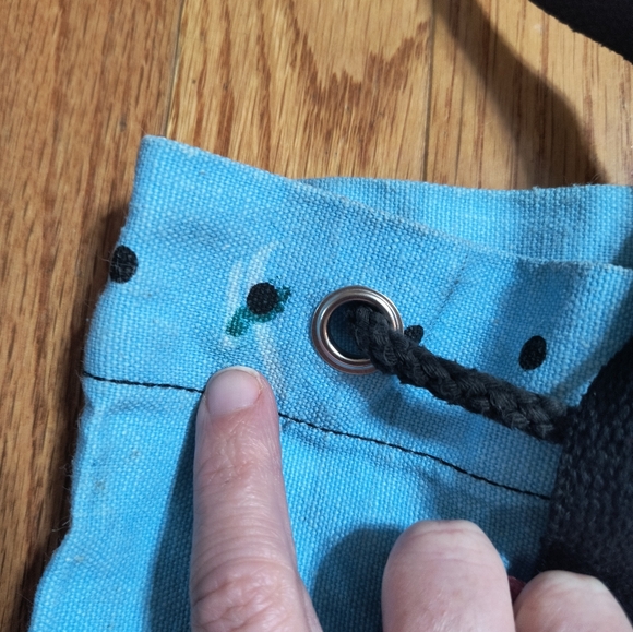 Vintage Spiegel drawstring canvas bag, H 18" x L 13" - Picture 4 of 14